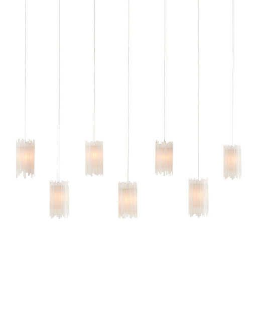 Currey and Company - 9000-1062 - Seven Light Pendant - Escenia - Frosted White/Silver