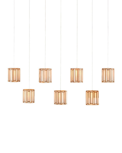 Daze Seven Light Pendant Antique Brass/White/Silver