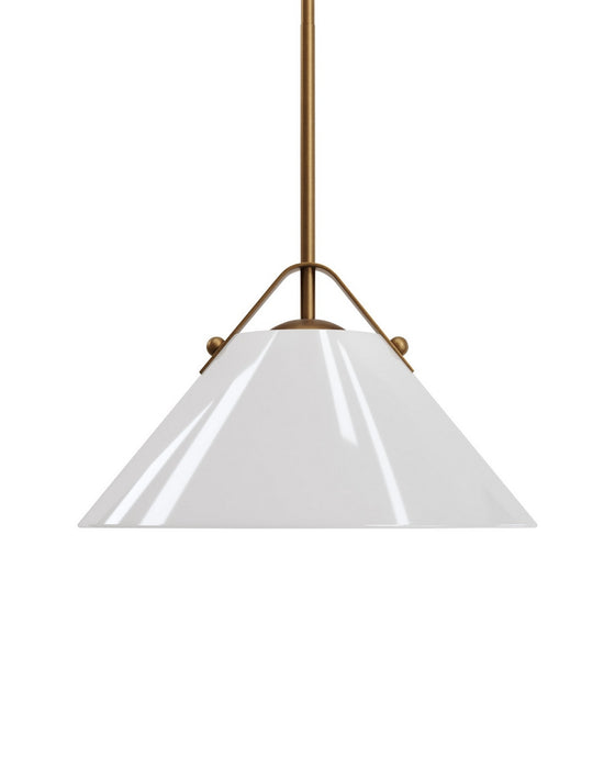 Currey and Company - 9000-1279 - One Light Pendant - Bronwen - Opaque White/Antique Brass