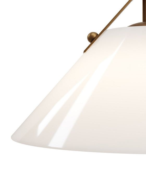 Currey and Company - 9000-1279 - One Light Pendant - Bronwen - Opaque White/Antique Brass