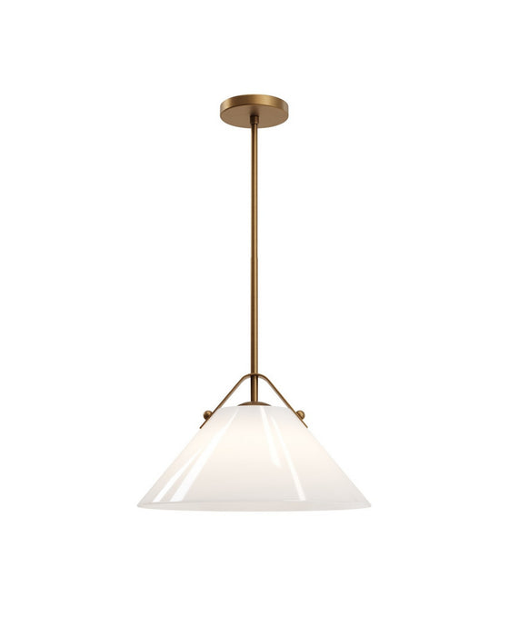 Currey and Company - 9000-1279 - One Light Pendant - Bronwen - Opaque White/Antique Brass