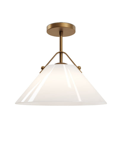 Bronwen One Light Pendant Opaque White/Antique Brass