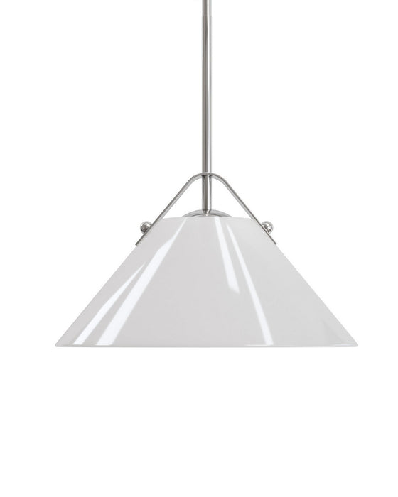 Currey and Company - 9000-1280 - One Light Pendant - Bronwen - Opaque White/Polished Nickel