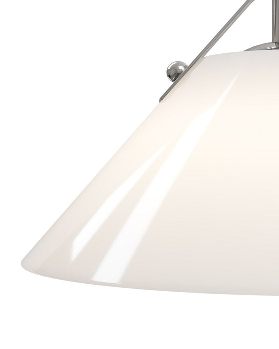 Currey and Company - 9000-1280 - One Light Pendant - Bronwen - Opaque White/Polished Nickel