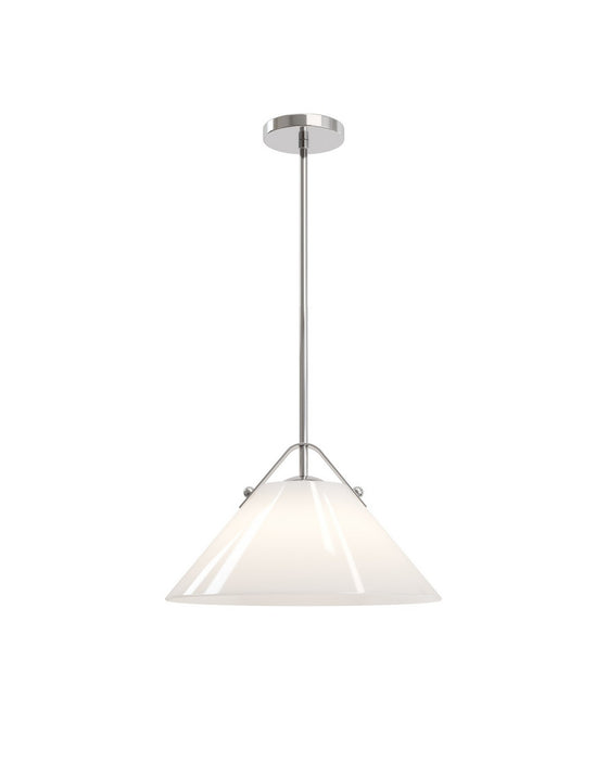 Currey and Company - 9000-1280 - One Light Pendant - Bronwen - Opaque White/Polished Nickel