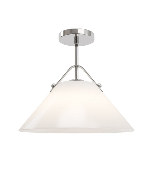 Currey and Company - 9000-1280 - One Light Pendant - Bronwen - Opaque White/Polished Nickel