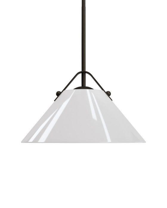 Currey and Company - 9000-1281 - One Light Pendant - Bronwen - Opaque White/Oil Rubbed Bronze
