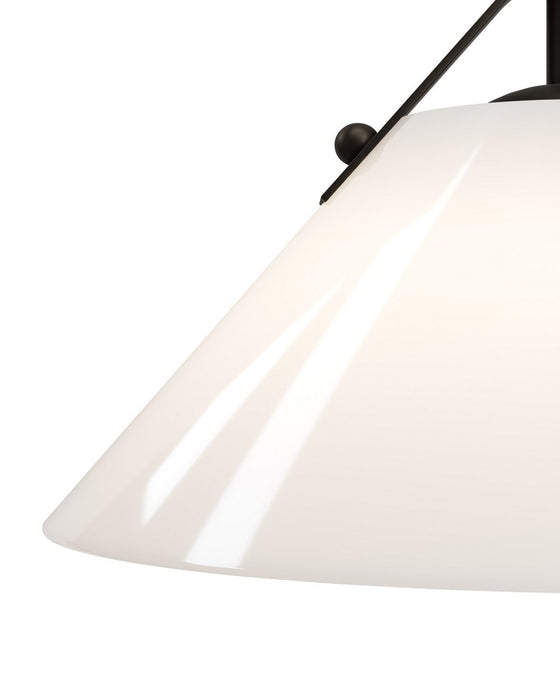 Currey and Company - 9000-1281 - One Light Pendant - Bronwen - Opaque White/Oil Rubbed Bronze