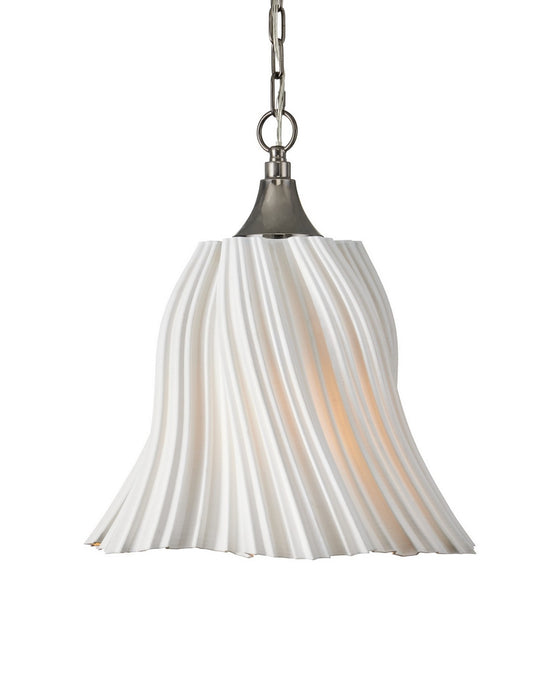 Currey and Company - 9000-1282 - One Light Pendant - Twirl - White/Antique Brushed Nickel