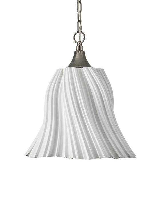 Currey and Company - 9000-1282 - One Light Pendant - Twirl - White/Antique Brushed Nickel