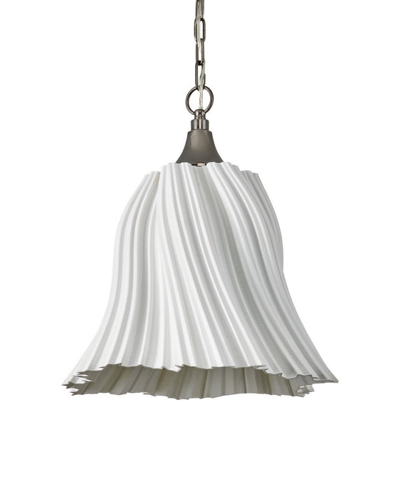 Currey and Company - 9000-1282 - One Light Pendant - Twirl - White/Antique Brushed Nickel