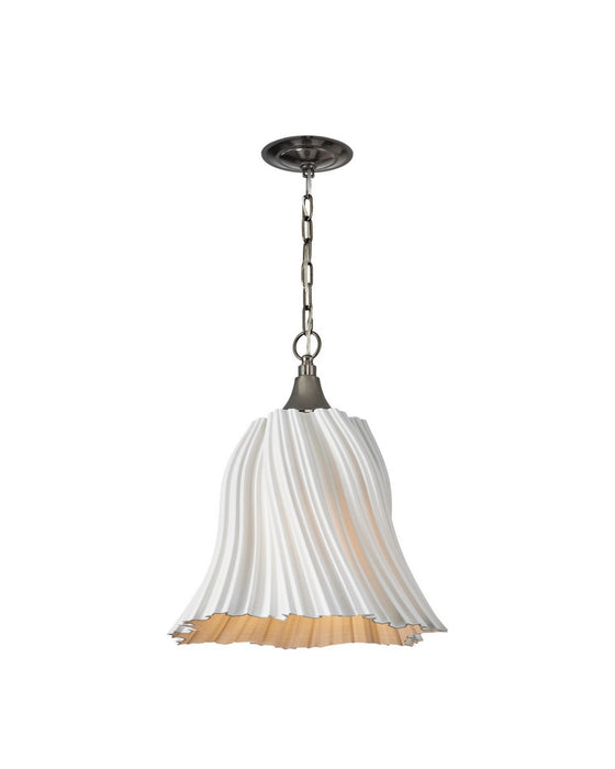 Currey and Company - 9000-1282 - One Light Pendant - Twirl - White/Antique Brushed Nickel