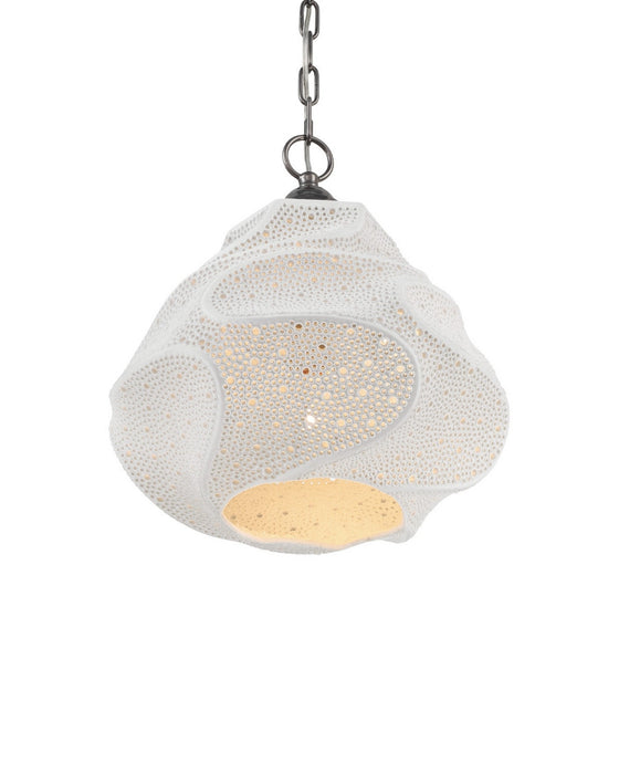Currey and Company - 9000-1283 - One Light Pendant - Wintershall - White/Antique Brushed Nickel