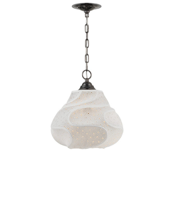 Currey and Company - 9000-1283 - One Light Pendant - Wintershall - White/Antique Brushed Nickel
