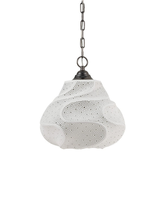Currey and Company - 9000-1283 - One Light Pendant - Wintershall - White/Antique Brushed Nickel