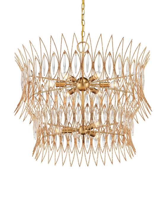 Currey and Company - 9000-1287 - Nine Light Chandelier - Marquise - Clear/Luxor Gold