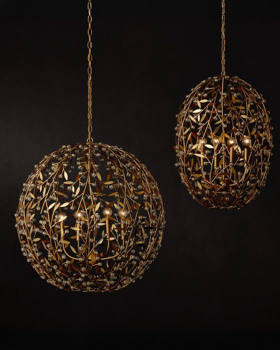 Currey and Company - 9000-1289 - Four Light Chandelier - Secret Garden - Clear/Contemporary Gold Leaf/Contemporary Gold