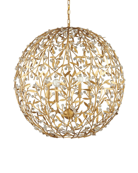 Currey and Company - 9000-1289 - Four Light Chandelier - Secret Garden - Clear/Contemporary Gold Leaf/Contemporary Gold