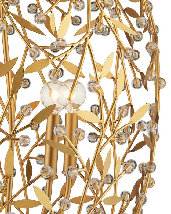 Currey and Company - 9000-1290 - Four Light Chandelier - Secret Garden - Clear/Contemporary Gold Leaf/Contemporary Gold