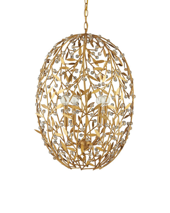 Currey and Company - 9000-1290 - Four Light Chandelier - Secret Garden - Clear/Contemporary Gold Leaf/Contemporary Gold