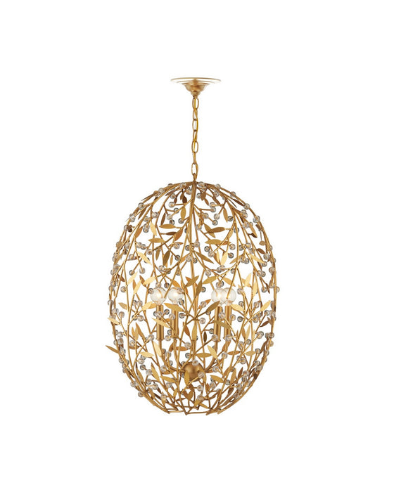 Currey and Company - 9000-1290 - Four Light Chandelier - Secret Garden - Clear/Contemporary Gold Leaf/Contemporary Gold