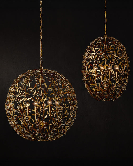 Currey and Company - 9000-1290 - Four Light Chandelier - Secret Garden - Clear/Contemporary Gold Leaf/Contemporary Gold
