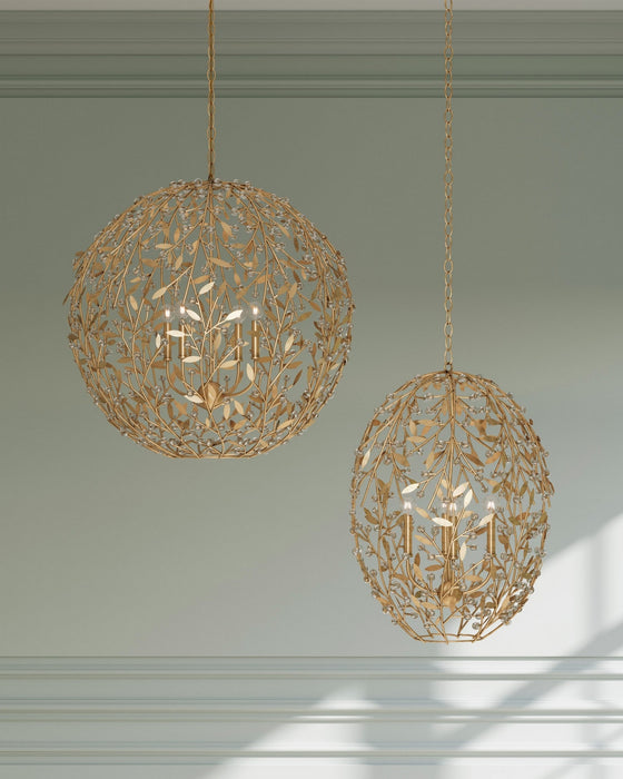 Currey and Company - 9000-1290 - Four Light Chandelier - Secret Garden - Clear/Contemporary Gold Leaf/Contemporary Gold