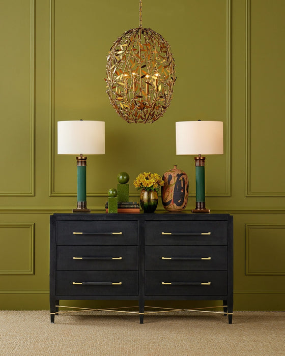 Currey and Company - 9000-1290 - Four Light Chandelier - Secret Garden - Clear/Contemporary Gold Leaf/Contemporary Gold