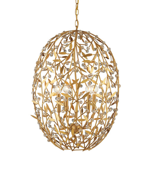 Currey and Company - 9000-1290 - Four Light Chandelier - Secret Garden - Clear/Contemporary Gold Leaf/Contemporary Gold