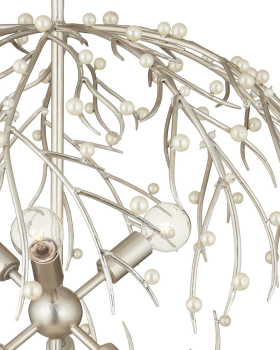 Currey and Company - 9000-1291 - Six Light Chandelier - Shinju - Natural/Contemporary Silver Leaf