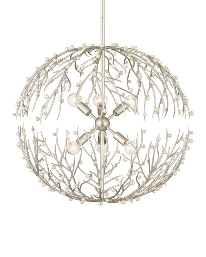 Shinju Six Light Chandelier Natural/Contemporary Silver Leaf