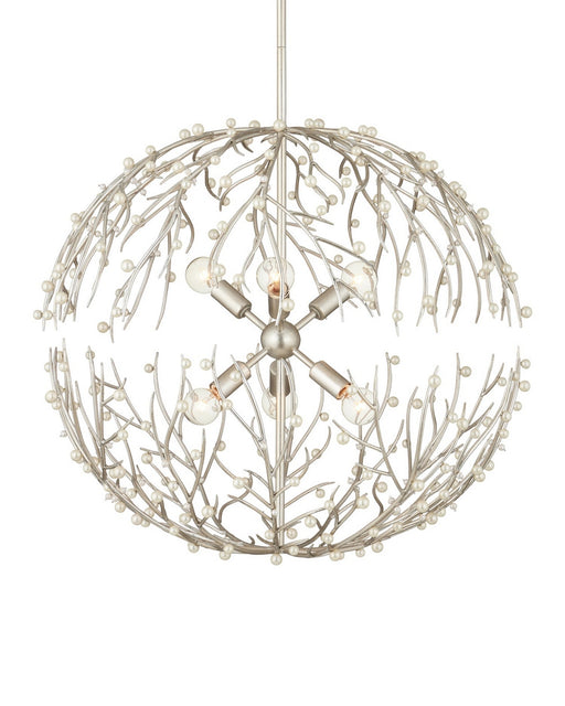 Currey and Company - 9000-1291 - Six Light Chandelier - Shinju - Natural/Contemporary Silver Leaf