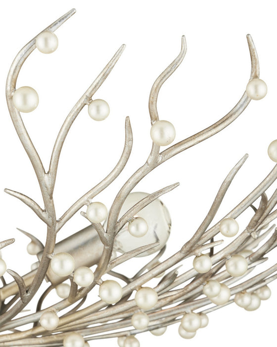 Currey and Company - 9000-1292 - Four Light Chandelier - Shinju - Natural/Contemporary Silver Leaf