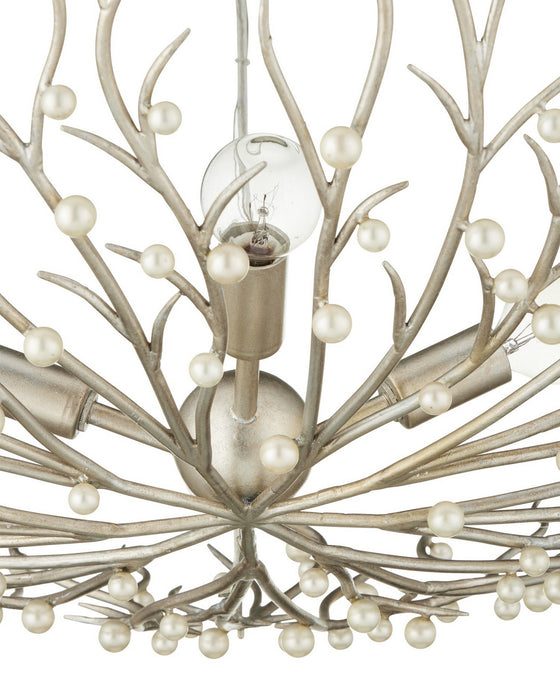 Currey and Company - 9000-1292 - Four Light Chandelier - Shinju - Natural/Contemporary Silver Leaf