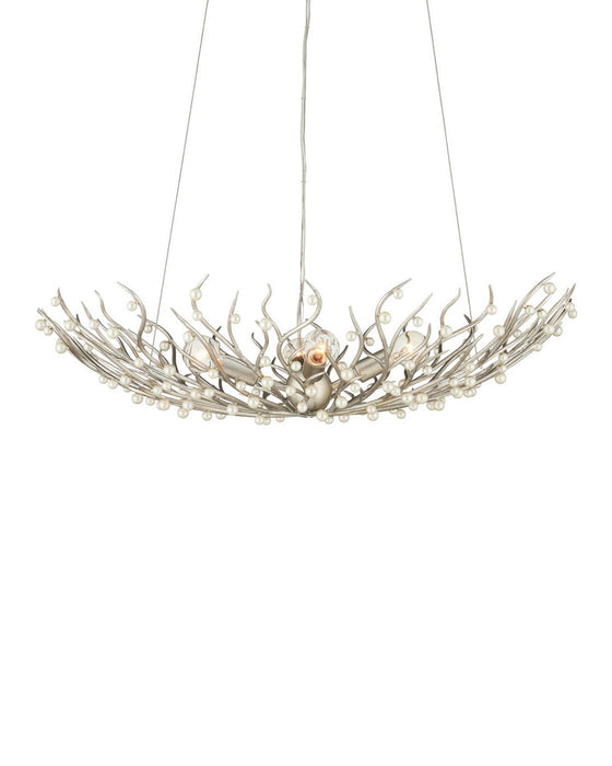 Currey and Company - 9000-1292 - Four Light Chandelier - Shinju - Natural/Contemporary Silver Leaf