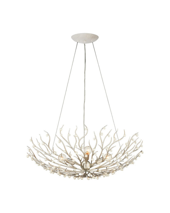 Currey and Company - 9000-1292 - Four Light Chandelier - Shinju - Natural/Contemporary Silver Leaf