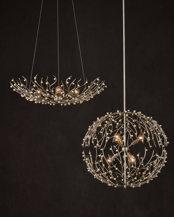 Currey and Company - 9000-1292 - Four Light Chandelier - Shinju - Natural/Contemporary Silver Leaf