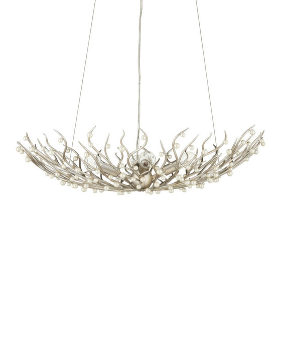 Currey and Company - 9000-1292 - Four Light Chandelier - Shinju - Natural/Contemporary Silver Leaf