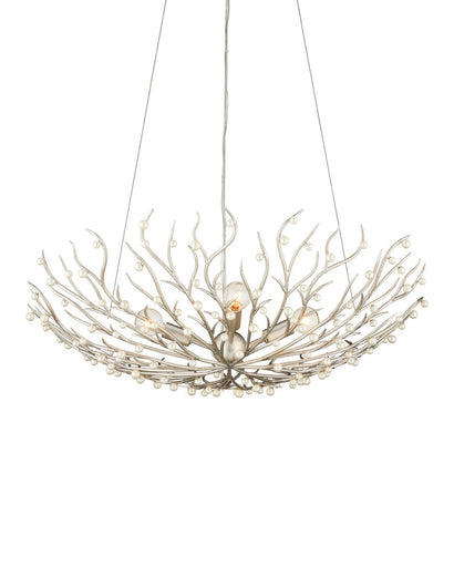 Shinju Four Light Chandelier Natural/Contemporary Silver Leaf
