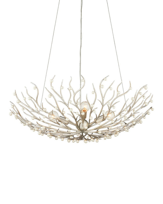 Currey and Company - 9000-1292 - Four Light Chandelier - Shinju - Natural/Contemporary Silver Leaf