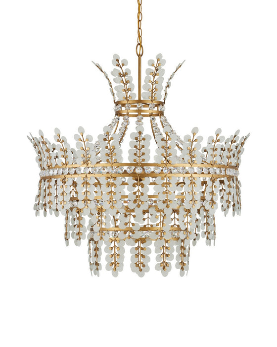 Currey and Company - 9000-1295 - Four Light Chandelier - Bradshaw - Frosted/Clear/Brass