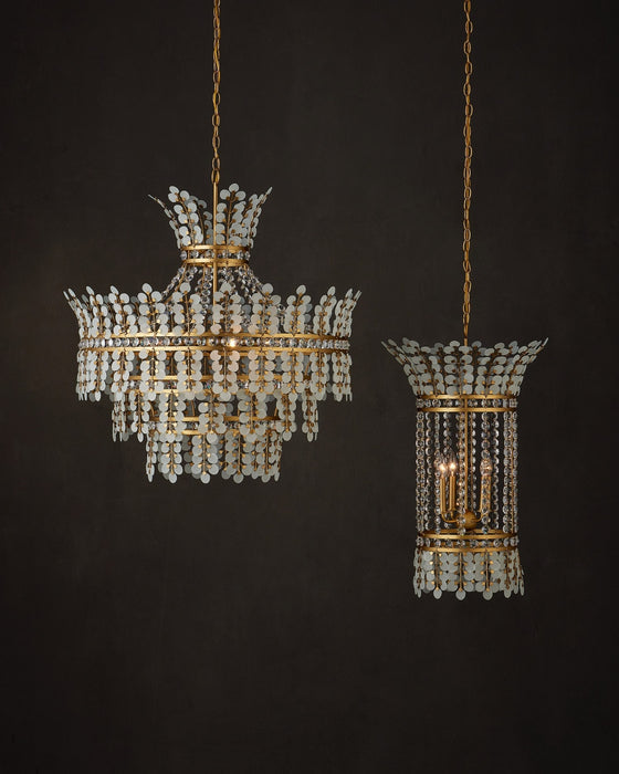 Currey and Company - 9000-1295 - Four Light Chandelier - Bradshaw - Frosted/Clear/Brass