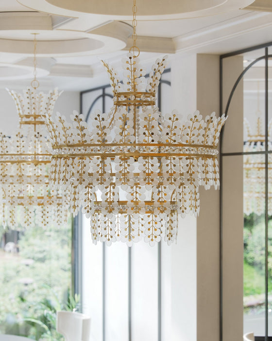 Currey and Company - 9000-1295 - Four Light Chandelier - Bradshaw - Frosted/Clear/Brass