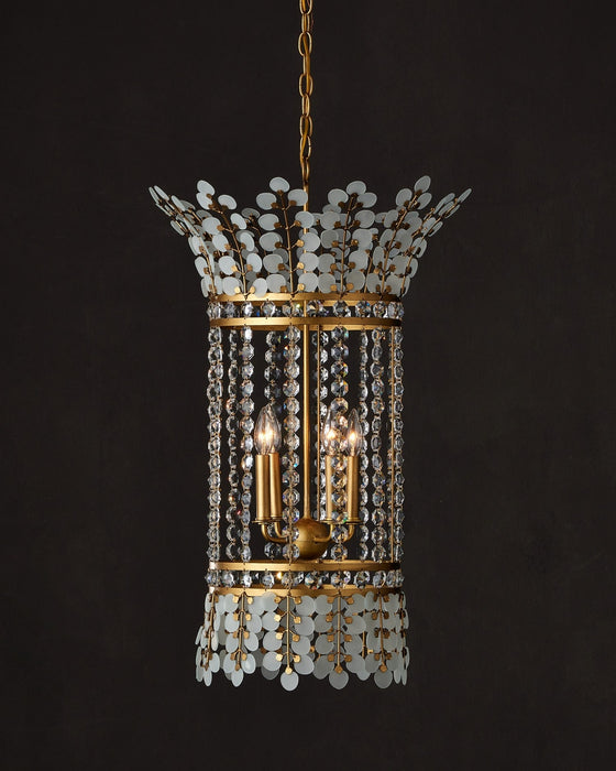 Currey and Company - 9000-1296 - Four Light Lantern - Bradshaw - Frosted/Clear/Brass
