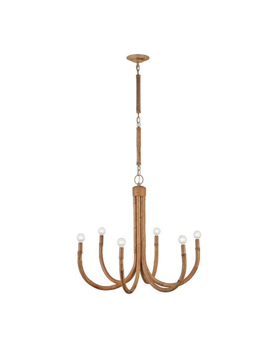 Currey and Company - 9000-1297 - Six Light Chandelier - Samsara - Natural/Saddle Tan