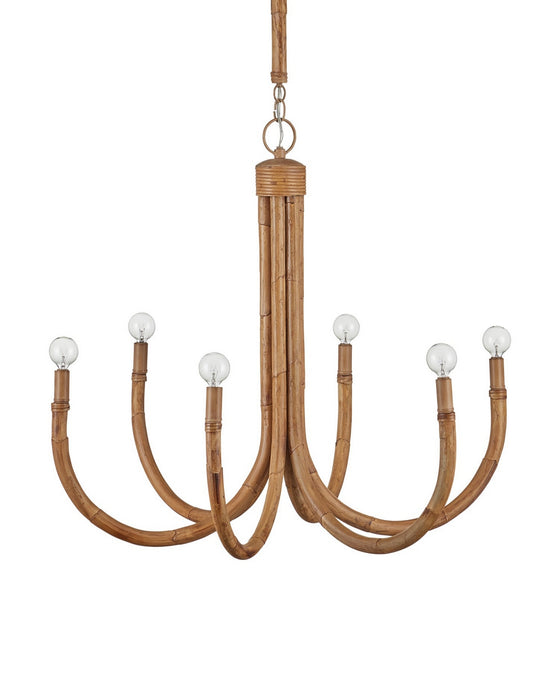 Currey and Company - 9000-1297 - Six Light Chandelier - Samsara - Natural/Saddle Tan