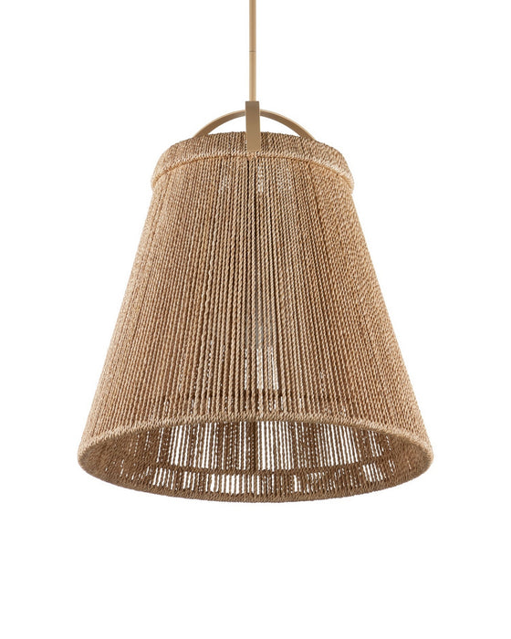 Currey and Company - 9000-1303 - One Light Pendant - Parnell - Natural/Frosted White/Beige