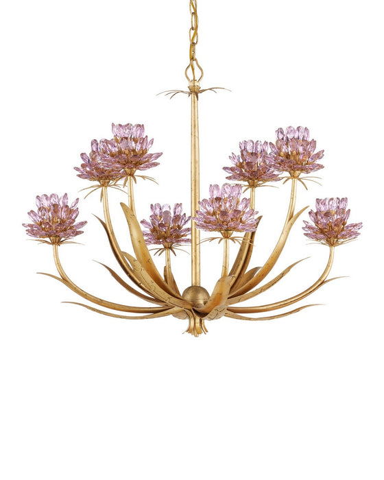 Currey and Company - 9000-1306 - Eight Light Chandelier - Marilee - Pink/Dutch Gold Leaf