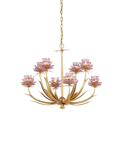 Marilee Eight Light Chandelier Pink/Dutch Gold Leaf