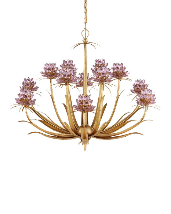Currey and Company - 9000-1307 - 12 Light Chandelier - Marilee - Pink/Dutch Gold Leaf
